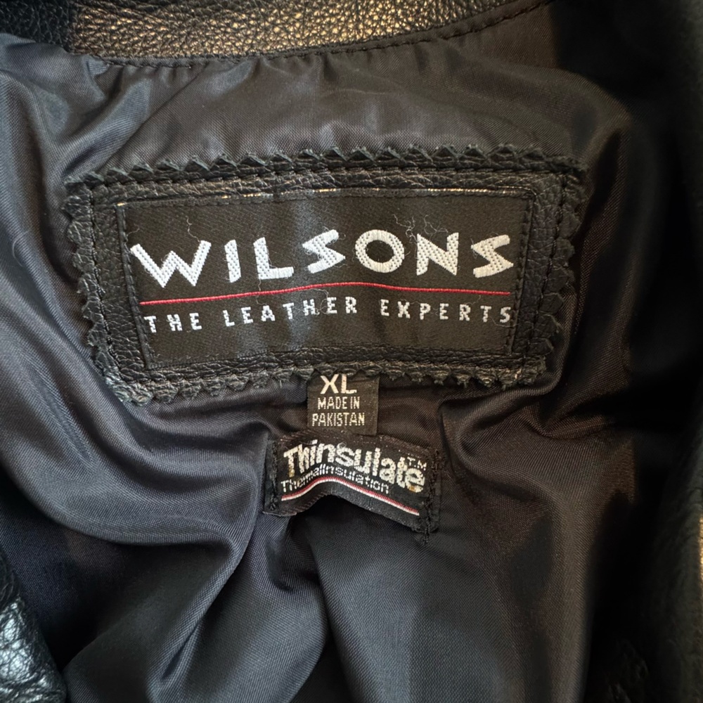 1990’s Wilsons Leather Black Men's Biker Thinsulate Jacket - Picture 7 of 7